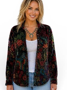 Johnny Was Dream velvet button up shirt/jacket NWT RARE
